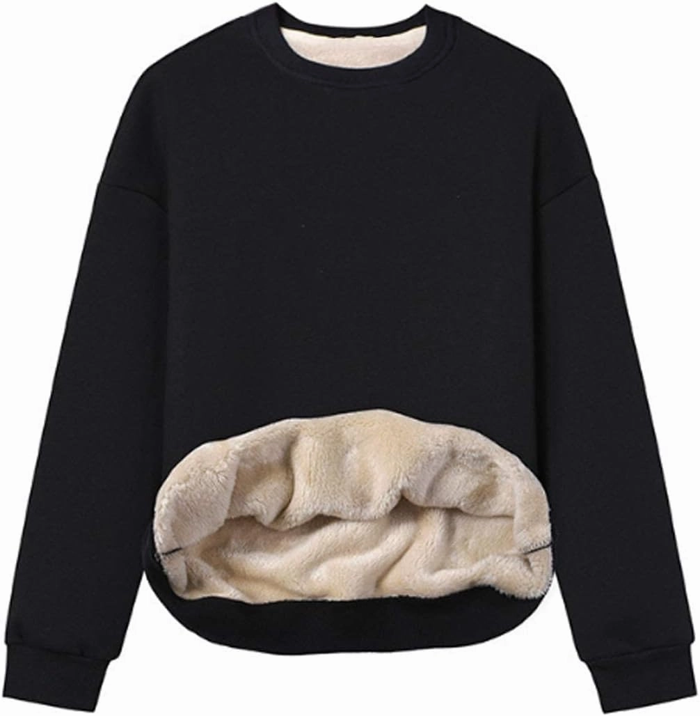 Gihuo Women's Winter Fleece Sherpa Lined Crewneck Pullover Sweatshirt
