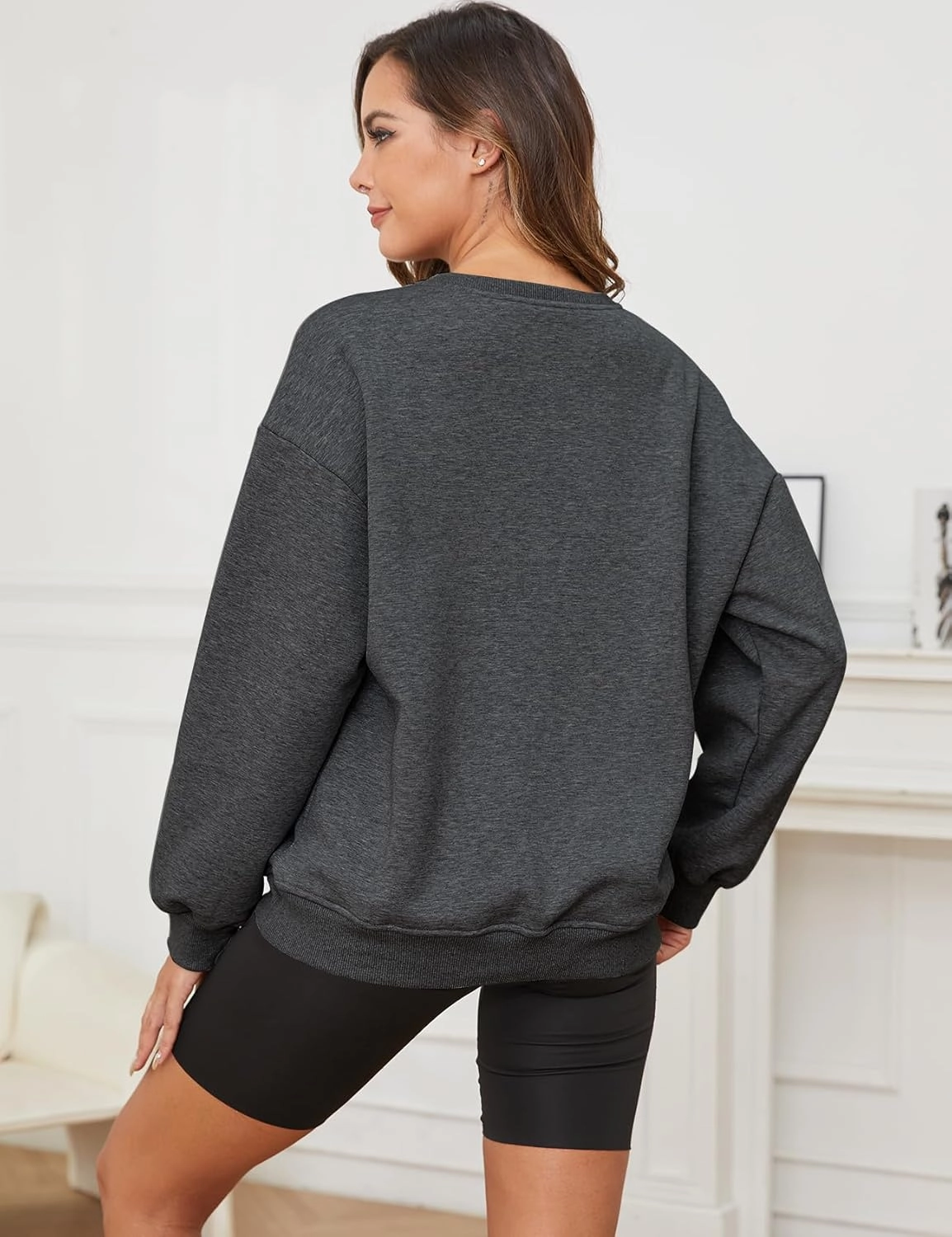 Gihuo Women's Winter Fleece Sherpa Lined Crewneck Pullover Sweatshirt