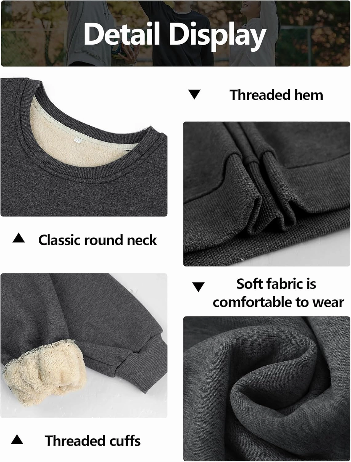 Gihuo Women's Winter Fleece Sherpa Lined Crewneck Pullover Sweatshirt