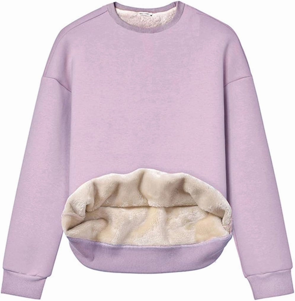 Gihuo Women's Winter Fleece Sherpa Lined Crewneck Pullover Sweatshirt