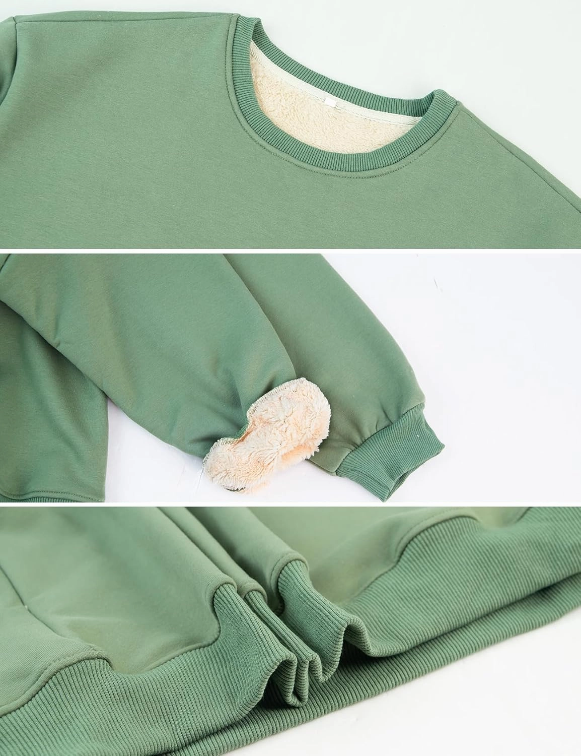 Gihuo Women's Winter Fleece Sherpa Lined Crewneck Pullover Sweatshirt