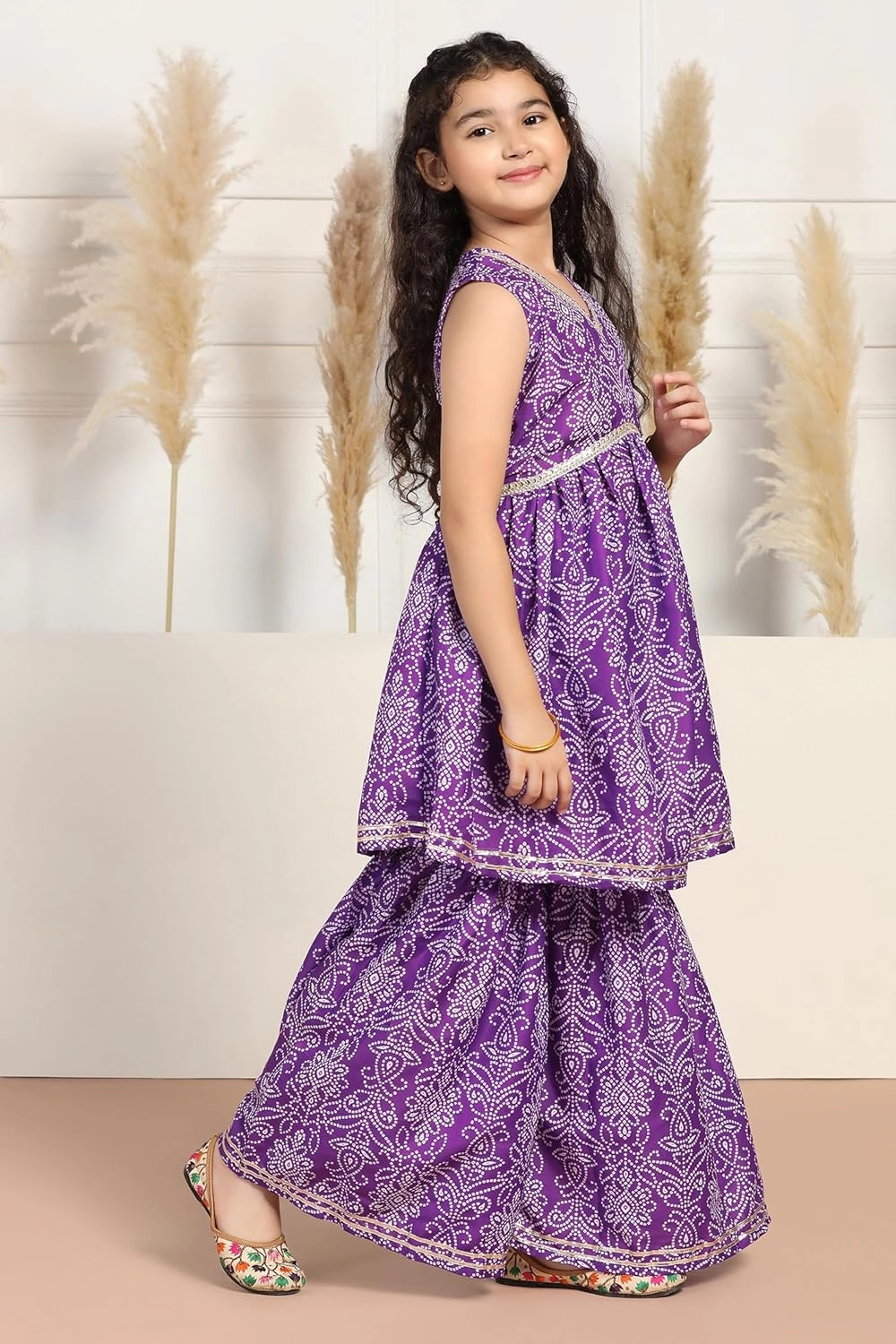 Girl's Cotton Blend Printed Kurta and Pant/Sharara Set|Kurti Pant/Sharara Set|Ethnic Set|Printed Kurta Set