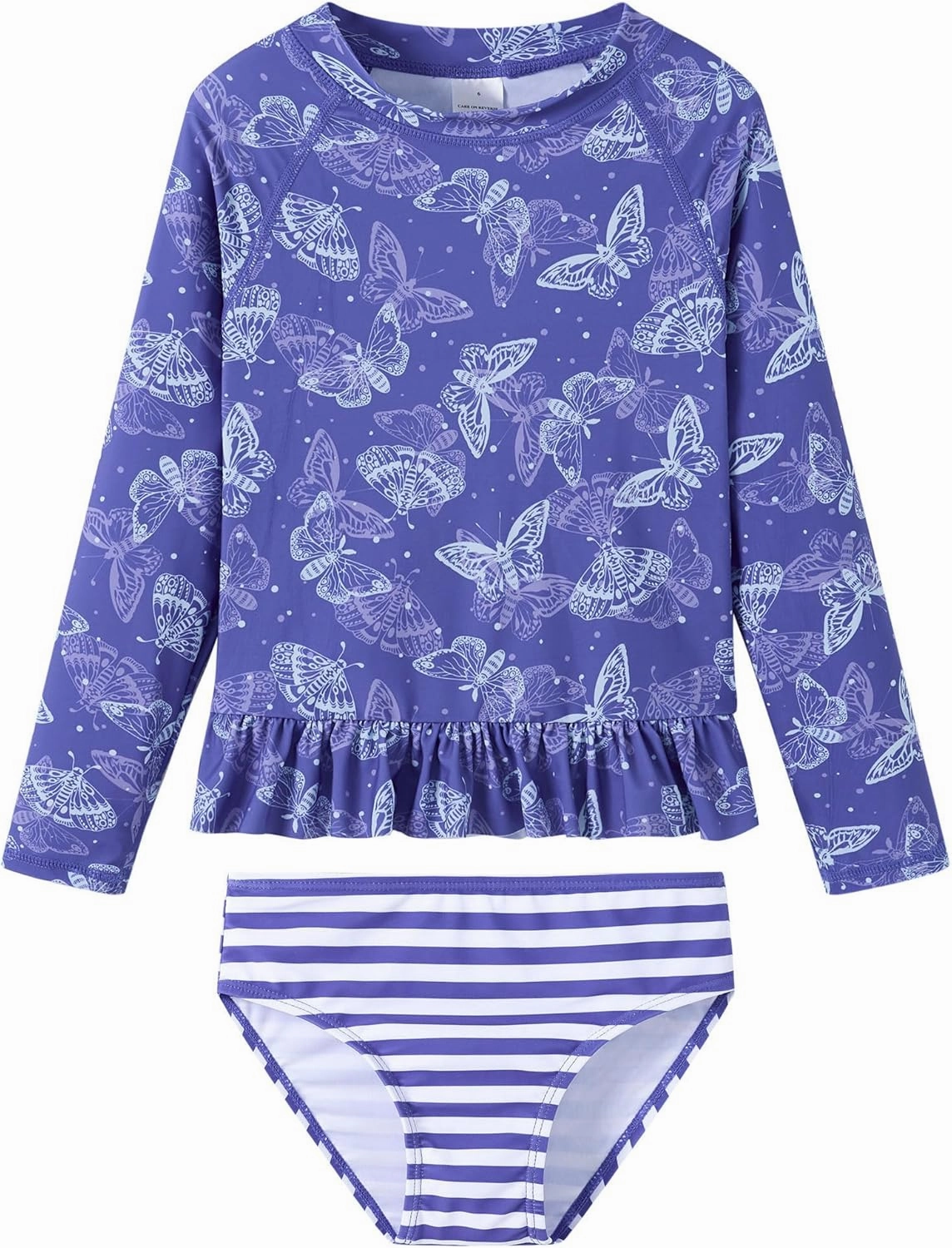 Girls Rash Guard 2-Piece Swimsuit Set Long Sleeve Bathing Suits with UPF 50  Sun Protection