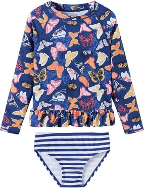 Girls Rash Guard 2-Piece Swimsuit Set Long Sleeve Bathing Suits with UPF 50  Sun Protection
