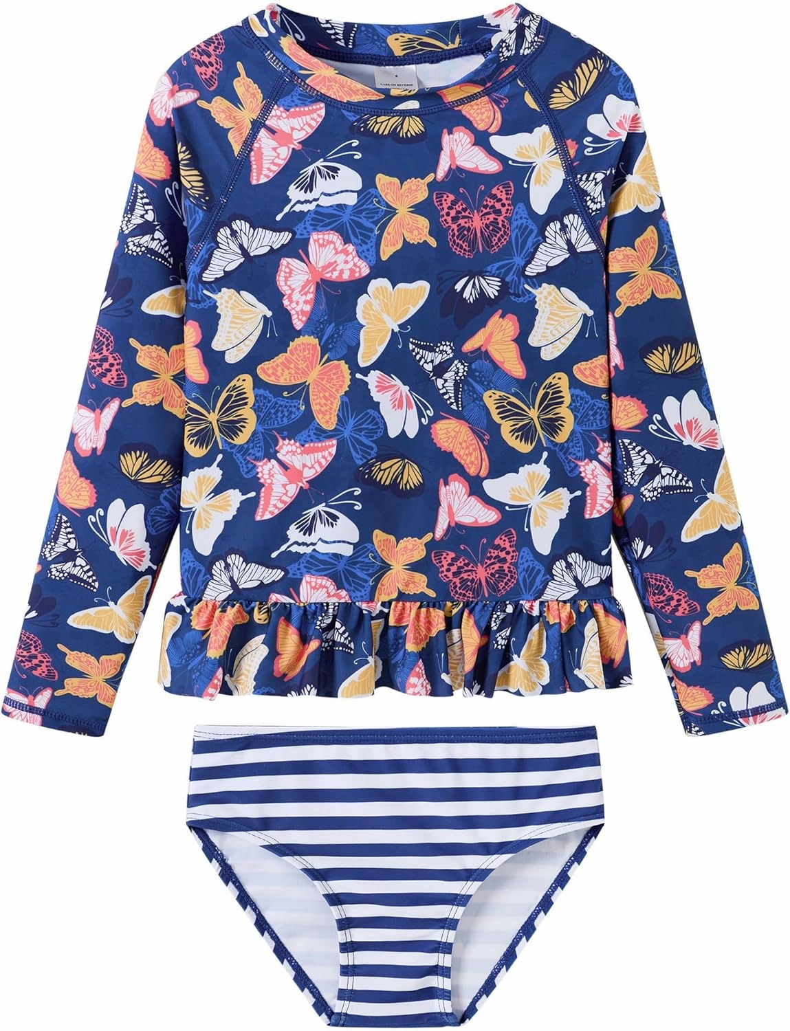 Girls Rash Guard 2-Piece Swimsuit Set Long Sleeve Bathing Suits with UPF 50  Sun Protection