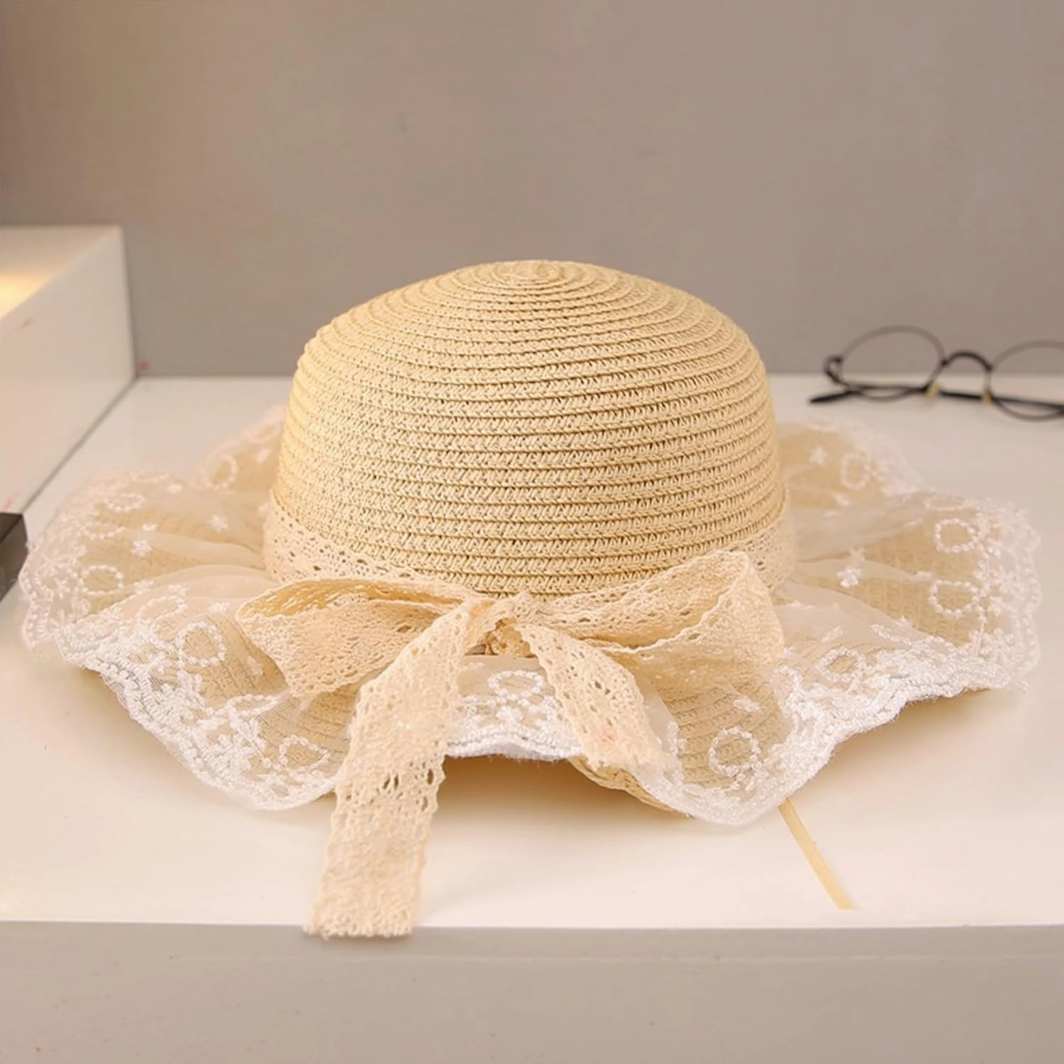 Girls Straw Sun Hat Cute Summer Outdoor Beach Wide Brim
