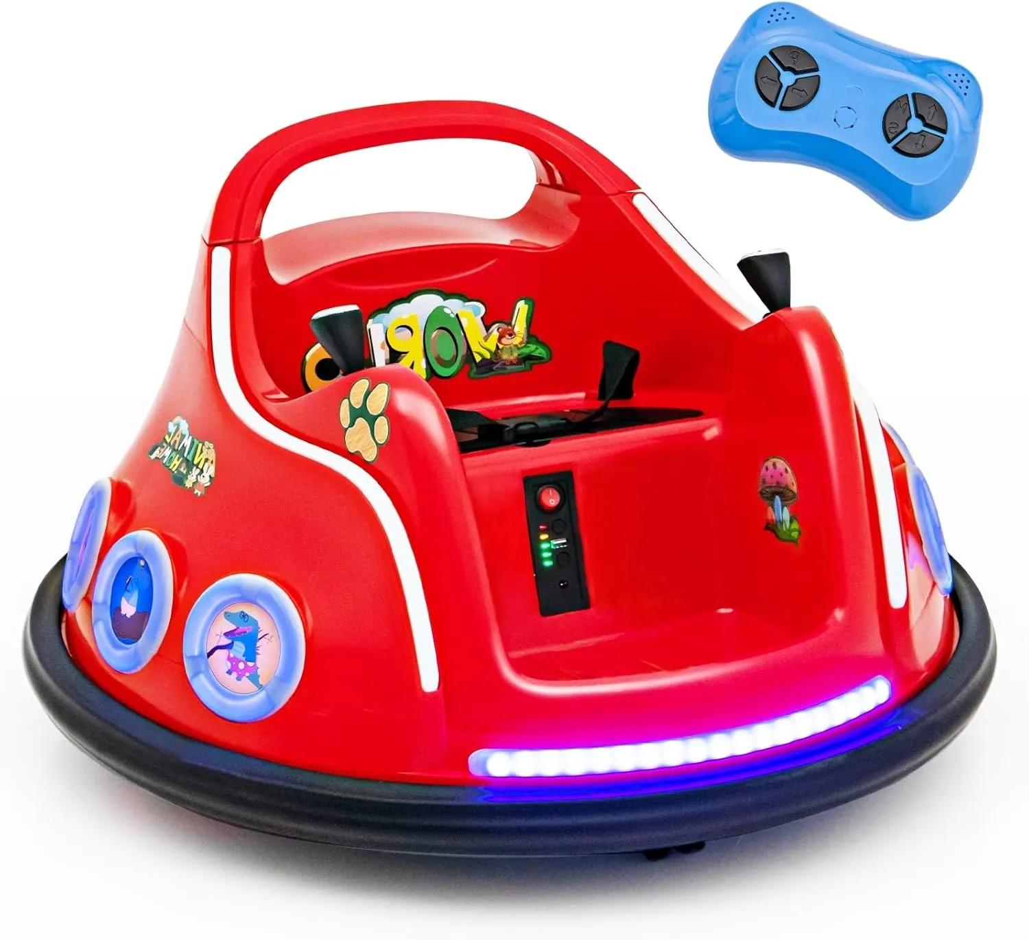 GLACER 12V Kids Bumper Car, 3-Speed Kids Ride on Bumper Car w/ 360 Degree Rotation, Remote Control, Wireless Connection, Light & Music, Electric Ride on Bumping Toy for Toddler 3-8 (Red)