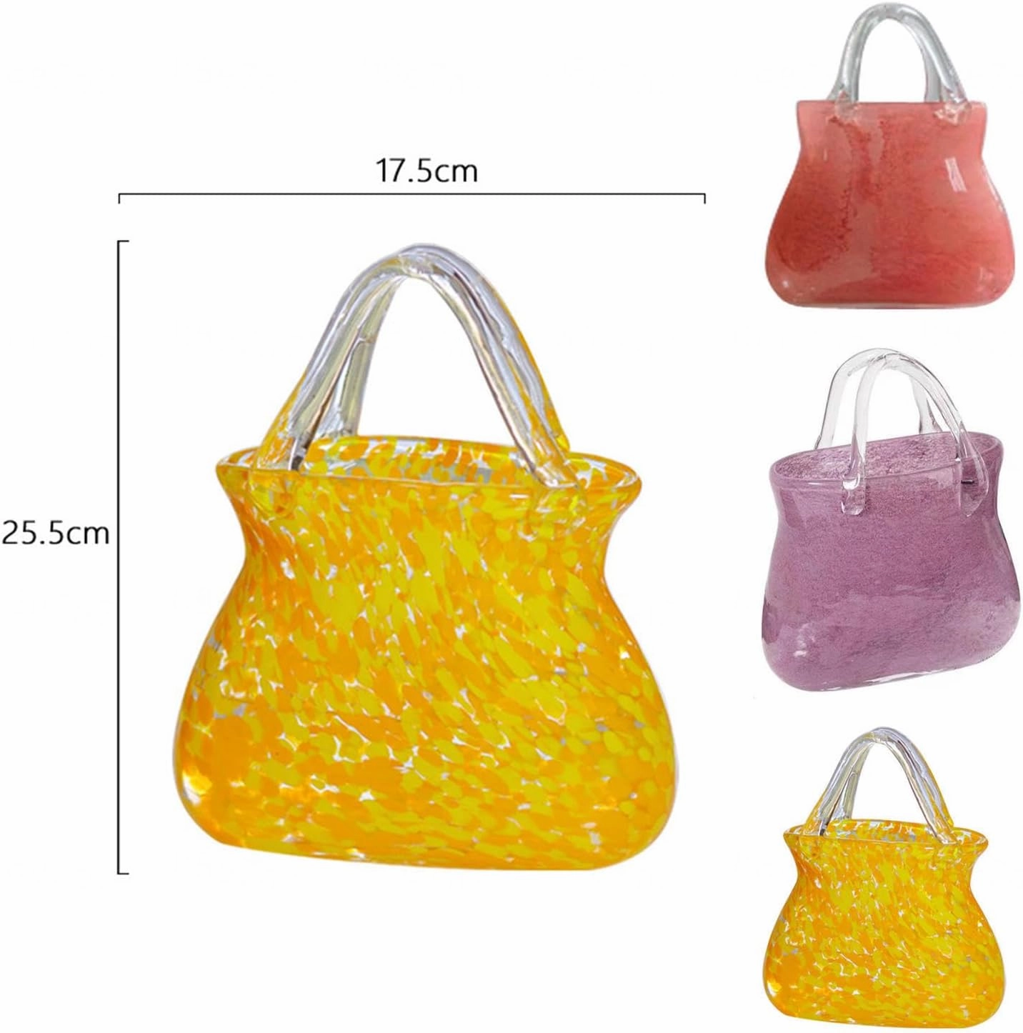 Glass Bag Vase for Flowers, Cute Bag Vase Clear Glass Vase Bag Shaped Vase, Glass Bag Vase for Decor,Purple