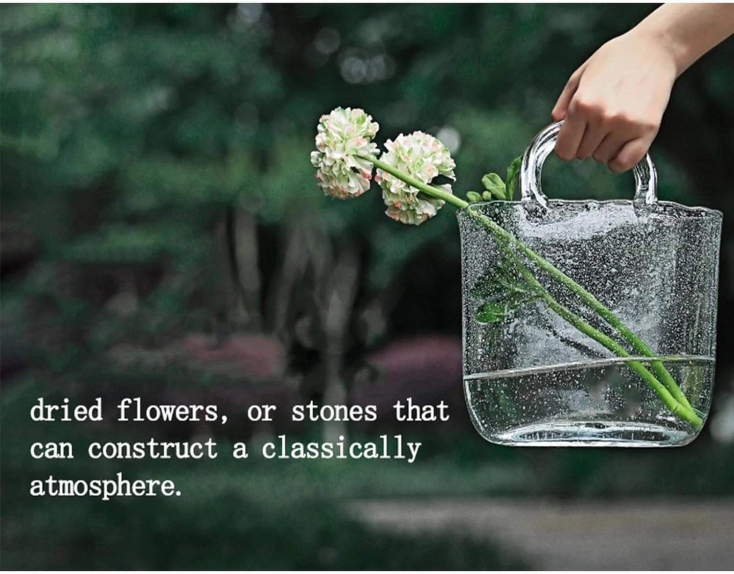 Glass Purse Vase for Flowers, Flower Vase with Handles Purse Vase with Fish Bowl Handbag Vases for Flowers, Modern Farmhouse Decor,Style1-Pink