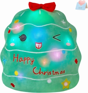 Glow Guards 12" Light Up Christmas Tree Plush Pillow Soft Christmas Tree Plushie 2024 Christmas Party Decor Gifts for Kids & Adults
