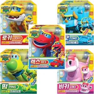 GOGO Dino REX TOMO Viki PING LOCKY 5-Piece Set Two-Stage Transformation Dinosaur Robot Mini Size GOGODINO