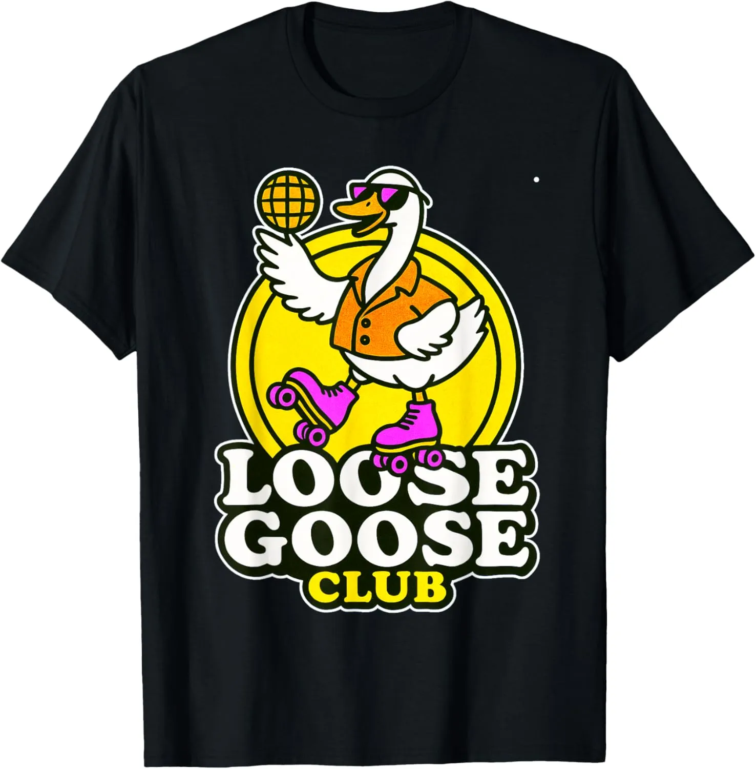 Goose Roller Disco Funny Retro Loose Groove T-Shirt