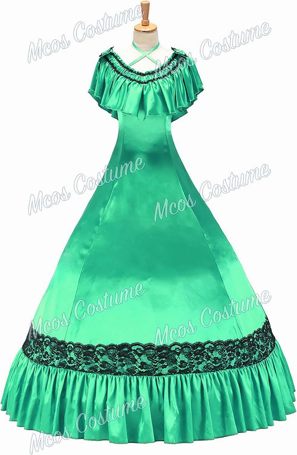 Gorgeous Herrlich Elegant Lolita Doll Neck Strap Lace Ball Gown Dress Bright Green