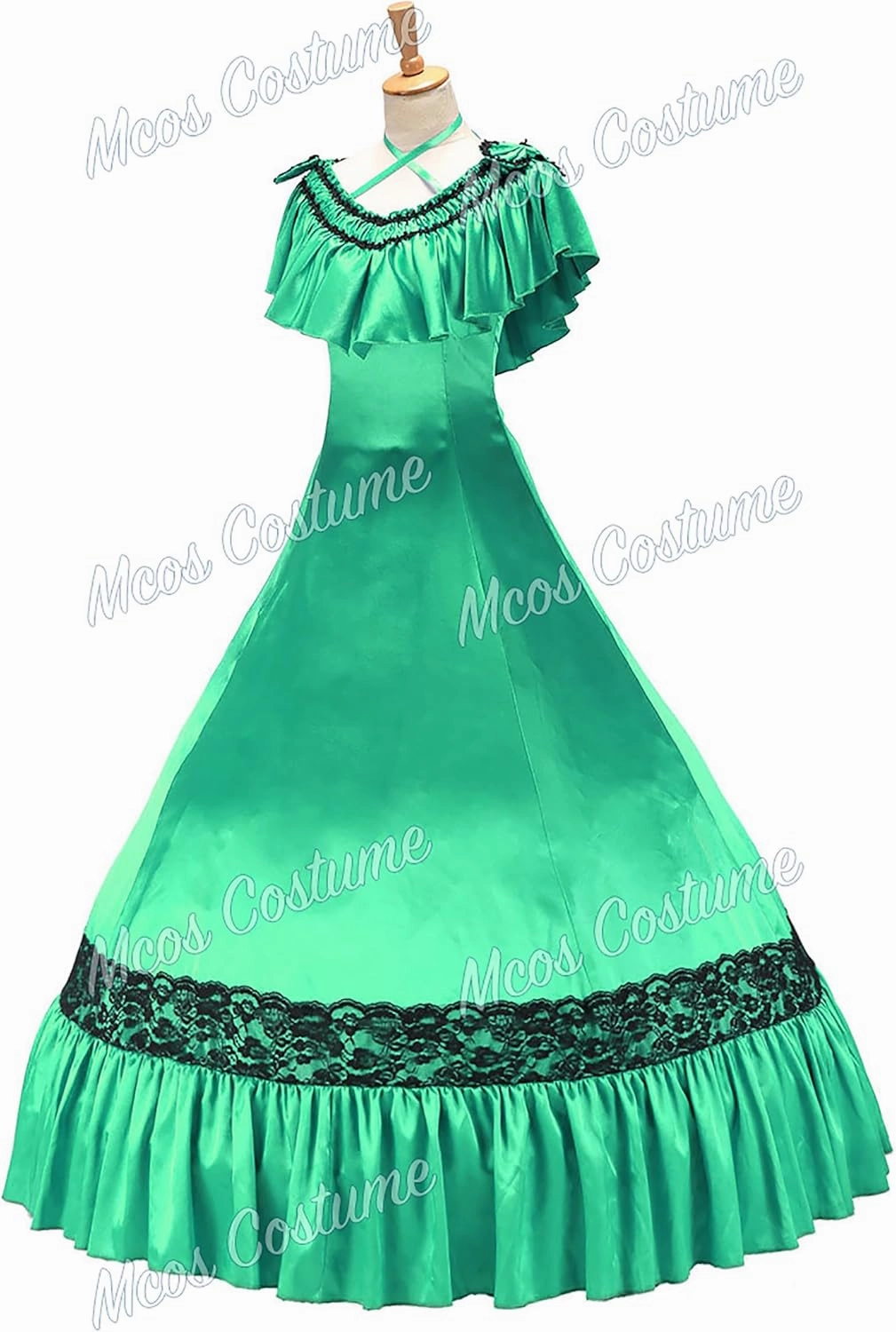 Gorgeous Herrlich Elegant Lolita Doll Neck Strap Lace Ball Gown Dress Bright Green