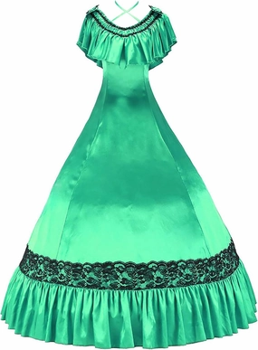 Gorgeous Herrlich Elegant Lolita Doll Neck Strap Lace Ball Gown Dress Bright Green