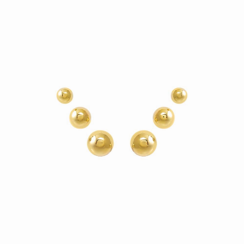 Graduated Beaded Ball Stud Earring Combo Set