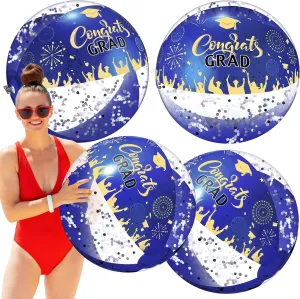 Graduation Beach Balls 2025 Grad Inflatable Glitter Ball 12 Inch Large Inflatable Beach Ball Congrats Grad Party Favors Gifts Decor Party for Seniors