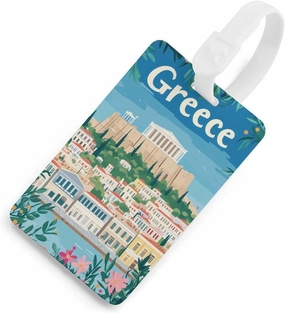 Greek Greece Picture Funny Luggage Tag Name ID Identify Suitcase Tags for Travel Bag Baggage Easy Identification