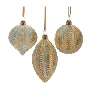 Green Brown Glass Ball Ornament-Assorted