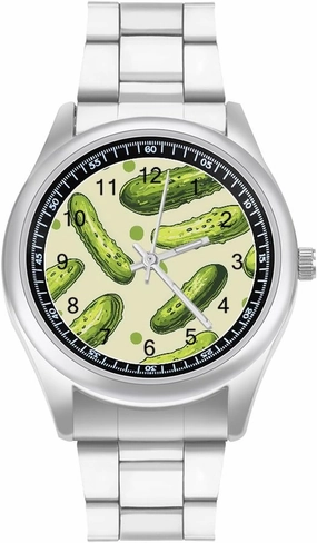 Green Pickles Cucumbers Casual Wrist Watches for Men Classic Business Dress Watch Big Face for Work Gym