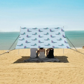 Grey Blue Cute Pigeons Beach Canopy Tent Anti-UV & Wind Resistant, Camping Sun Shelter Easy Setup Portable,Outdoor Shade Tents with Sandbags,Sand Shovels,Ground Pegs & Stability Poles