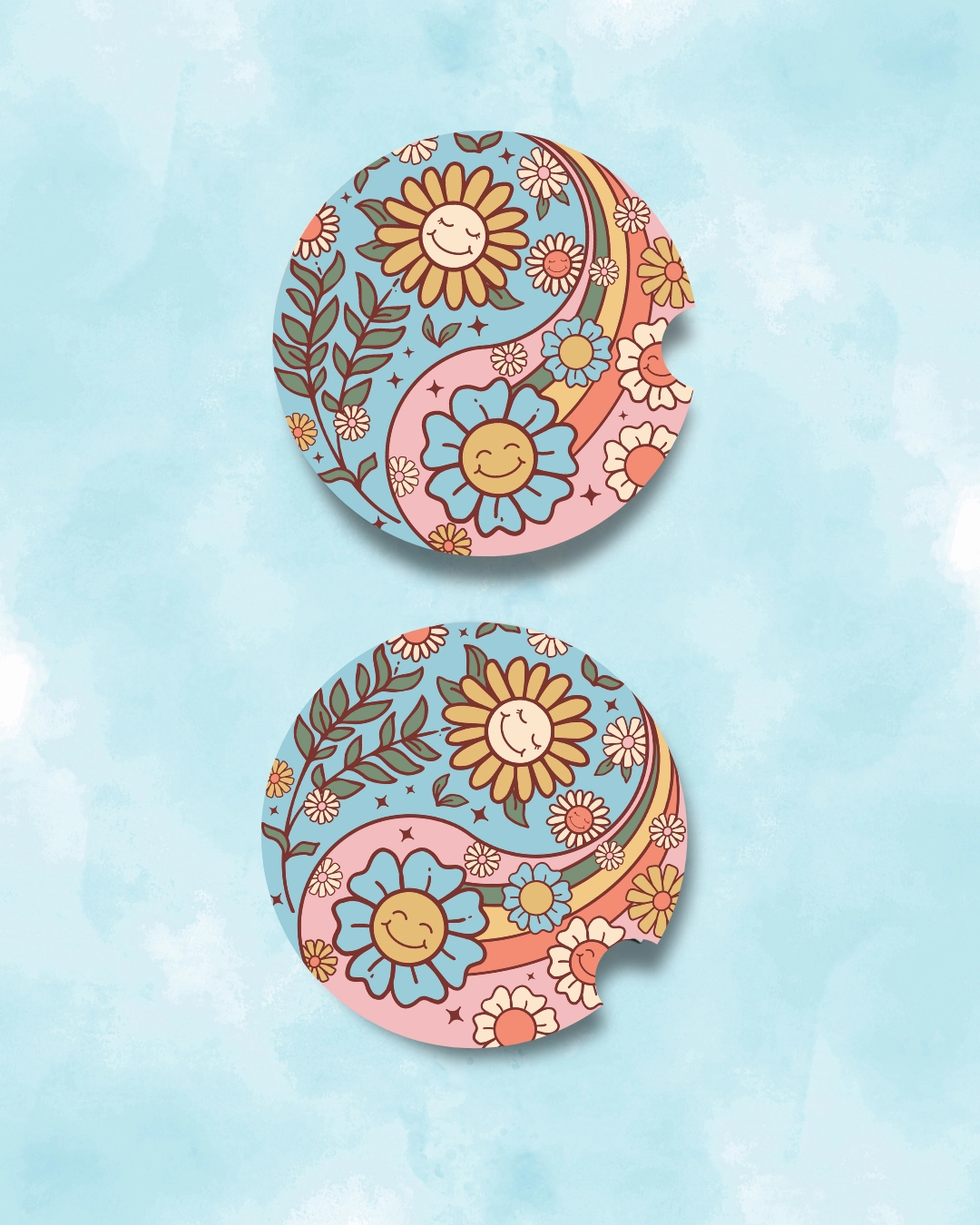 Groovy Daisy Car Coaster Set (2-Pack)
