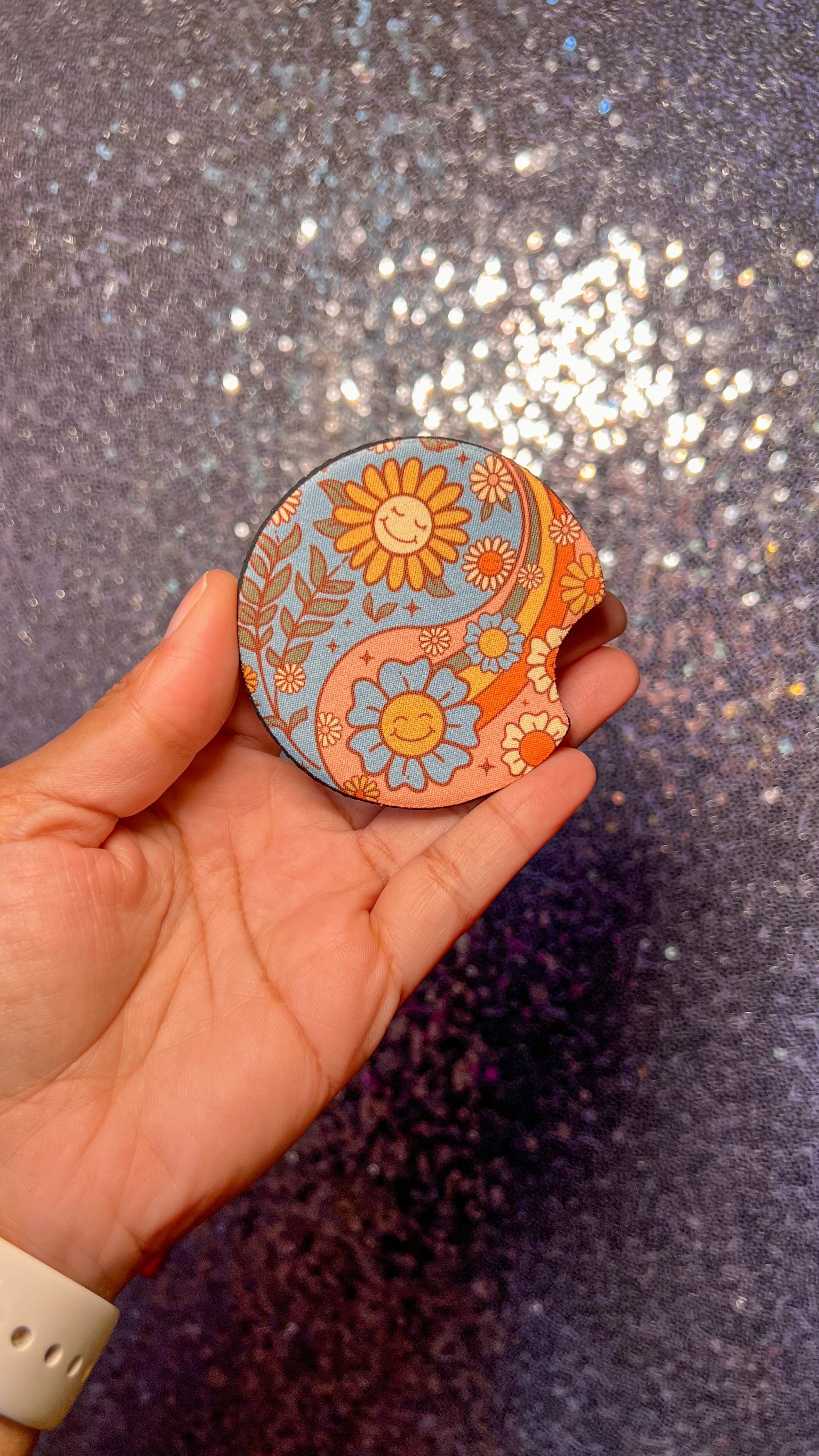 Groovy Daisy Car Coaster Set (2-Pack)