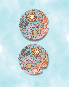 Groovy Daisy Car Coaster Set (2-Pack)