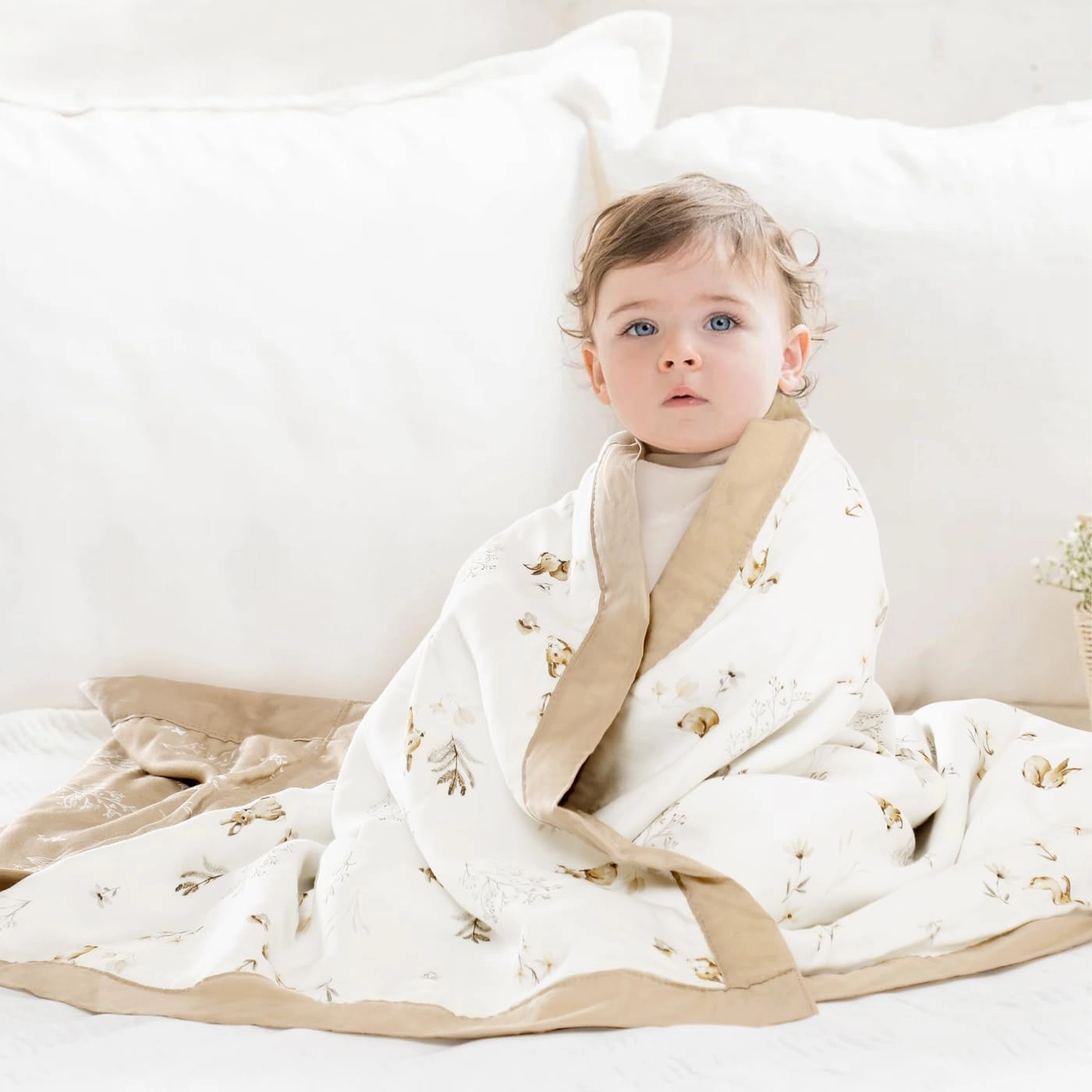 GRSSDER Cotton Muslin Quilt Blanket - Silky Soft and Breathable Baby Blanket Quilt, Oversized Muslin Blankets for Newborns, Toddlers & Kids, 6 Layers Reversible Design for All Seasons, 47" x 47"