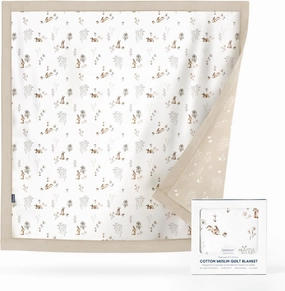 GRSSDER Cotton Muslin Quilt Blanket - Silky Soft and Breathable Baby Blanket Quilt, Oversized Muslin Blankets for Newborns, Toddlers & Kids, 6 Layers Reversible Design for All Seasons, 47" x 47"