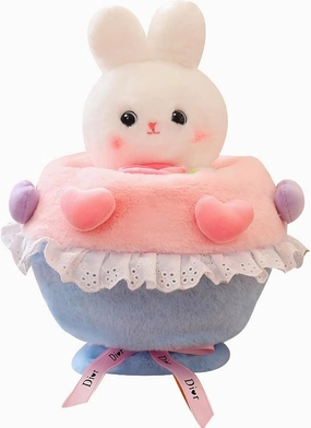 GUDVES Cute Rabbit Bouquet Plush Toy, 11.8 inch Kawaii Flowers Bunny Doll,Bouquet Girls Stuffed Toys Valentine's Day Birthday Gift (Rabbit Bouquet)