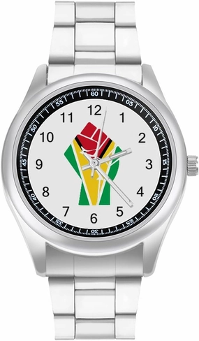 Guyana Flag Resist Casual Wrist Watches for Men Classic Business Dress Watch Big Face for Work Gym