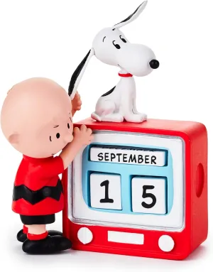 Hallmark Peanuts Charlie Brown and Snoopy Perpetual Calendar (Retro TV Set Antenna) Gift for Grads, Coworker, Fans