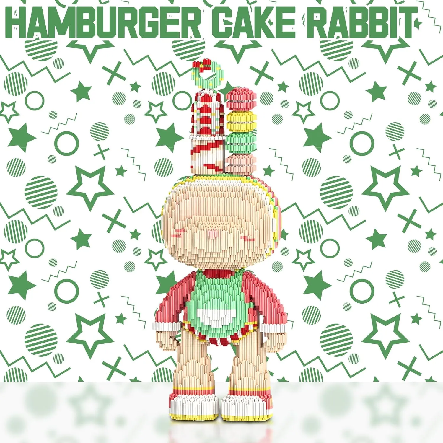 Hamburger Rabbit Animal Micro Building Blocks Set for Adults Toys Gift Kids 7550 Pieces 55cm High Series