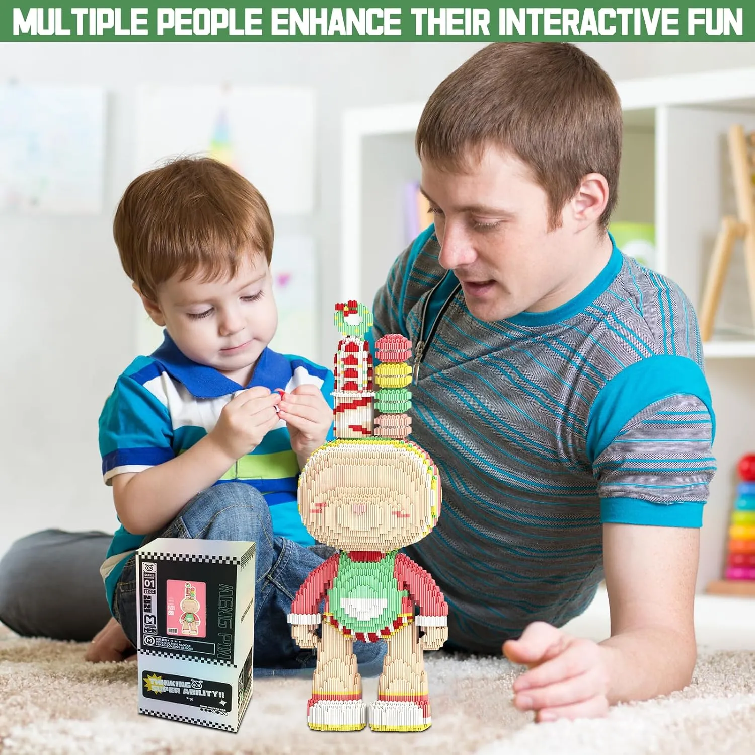 Hamburger Rabbit Animal Micro Building Blocks Set for Adults Toys Gift Kids 7550 Pieces 55cm High Series