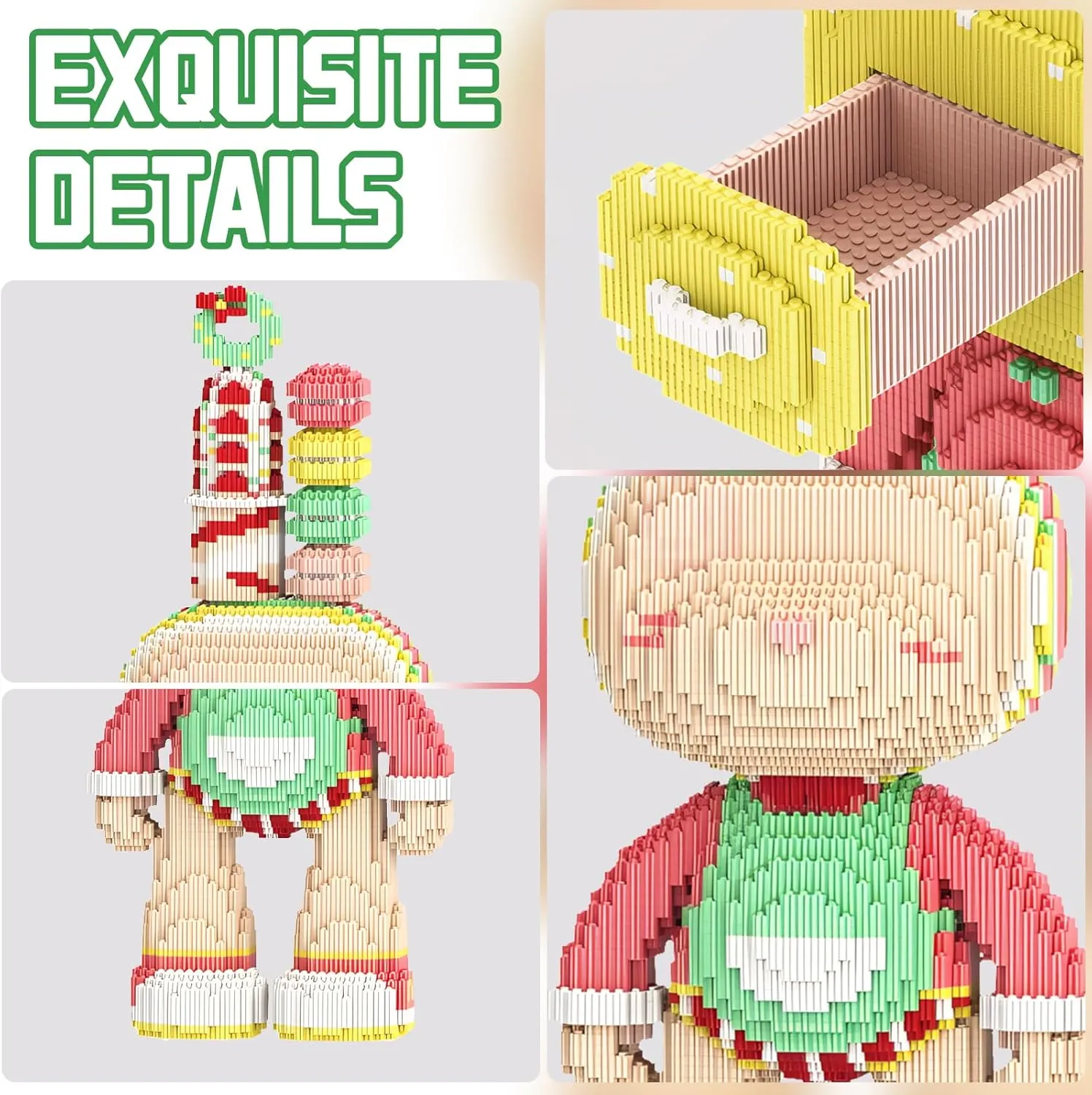 Hamburger Rabbit Animal Micro Building Blocks Set for Adults Toys Gift Kids 7550 Pieces 55cm High Series