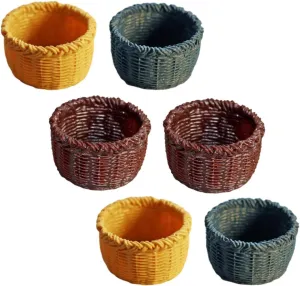 HANABASS 3sets 6pcs Miniature Basket for Dollhouse Decor Creative Storage Baskets Natural and and House Supplies 6pcs*3