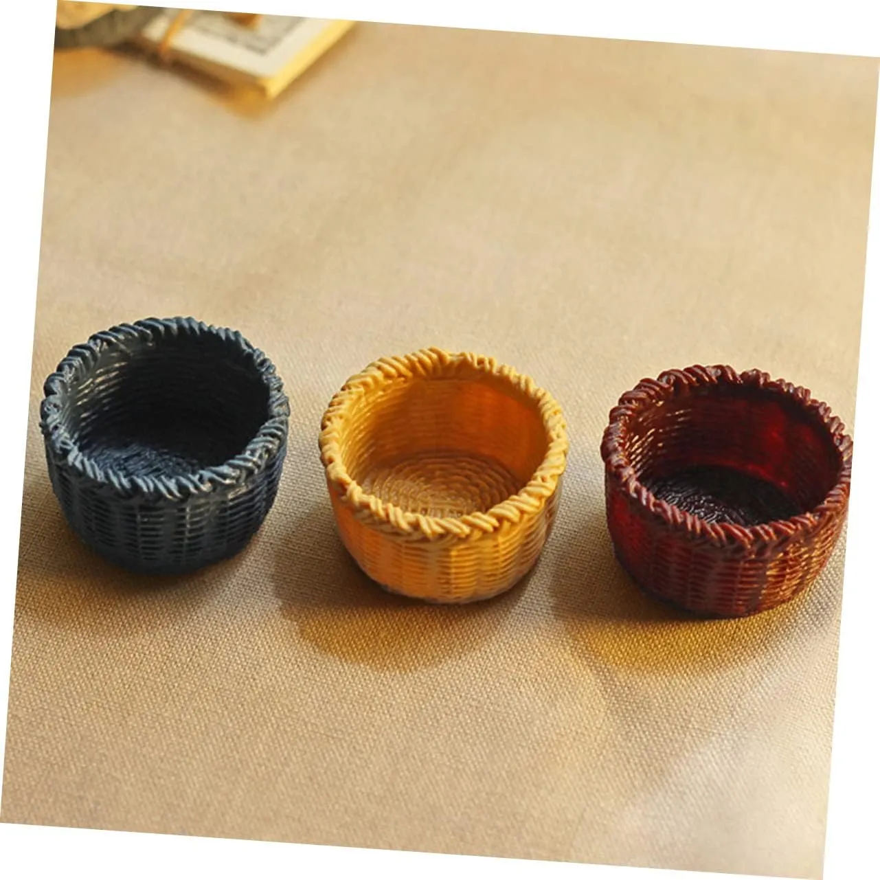 HANABASS 3sets 6pcs Miniature Basket for Dollhouse Decor Creative Storage Baskets Natural and and House Supplies 6pcs*3