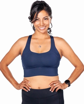 Handful Gametime Women's High Impact Sports Bra, Removable Pad Inserts, Wire Free, Cross Back, Adjustable Running Bra