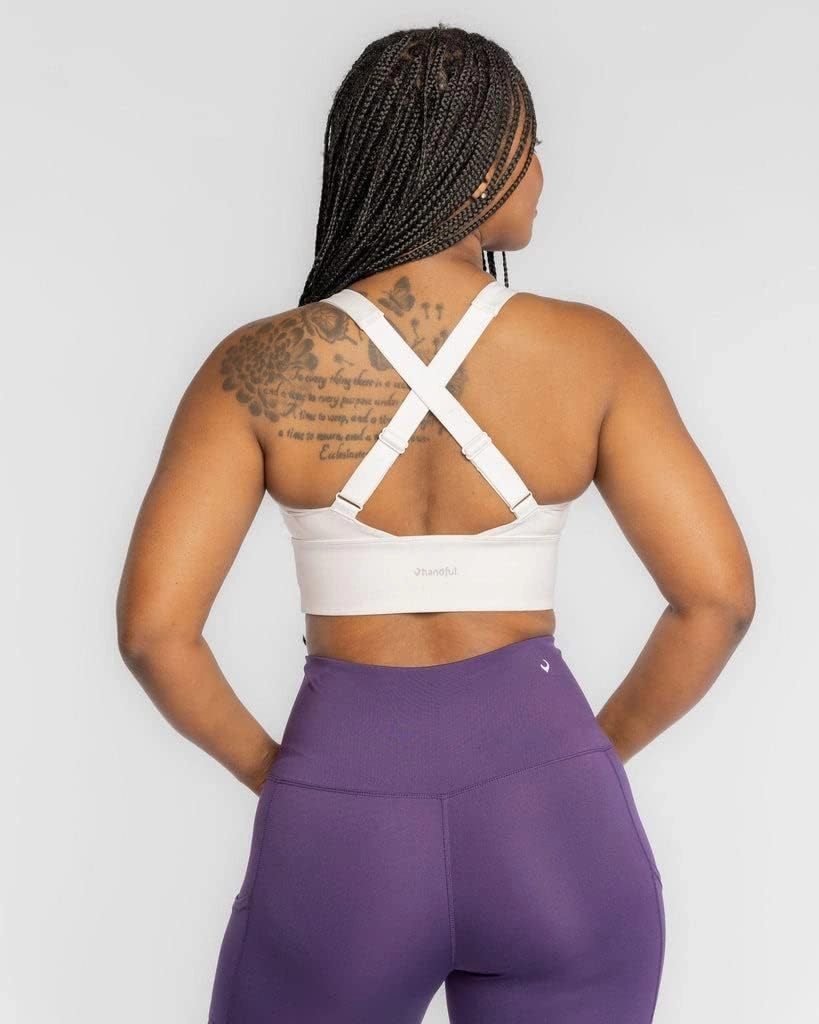 Handful Gametime Women's High Impact Sports Bra, Removable Pad Inserts, Wire Free, Cross Back, Adjustable Running Bra