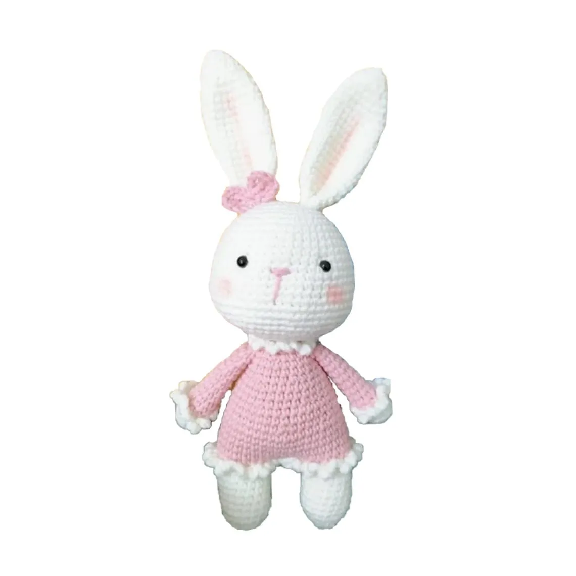 Handmade Knitted Amigurumi Bunny, Crochet Bunny, Classic Bunny Toy, Amigurumi Rabbit, Bunny Doll Skinny Knit Crochet Kids Toddler Sleeping Toy, Baby Gifts (Blue Bunny)