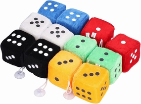 Hanging Dice,12pcs Fashionable Soft Hanging Dice Decorative Fuzzy Plush Car Accessories Dice Cute Bag Pendant for Car Mirror