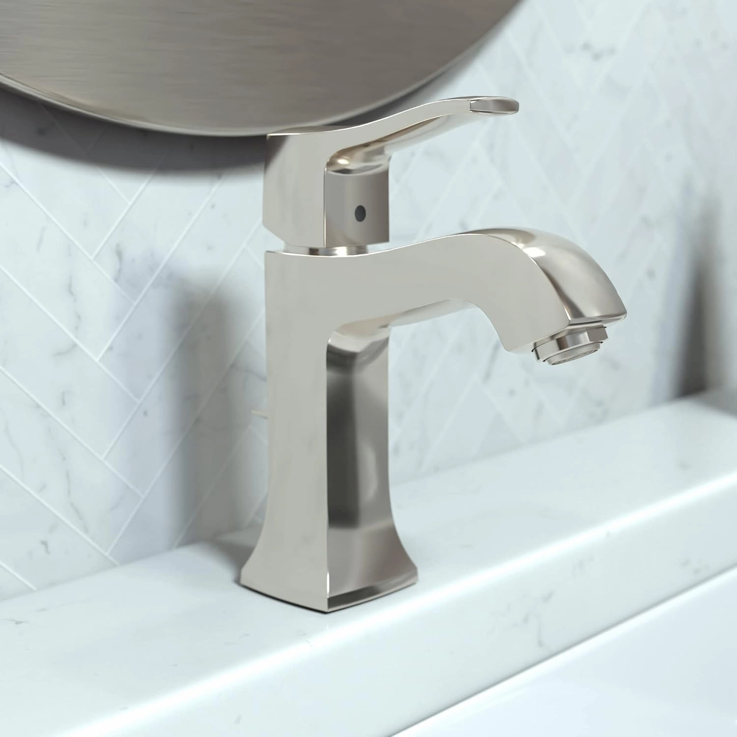 hansgrohe Metris C Classic Replacement Easy Clean 1-Handle 1 7-inch Tall Bathroom Sink Faucet in Polished Nickel, 31075831