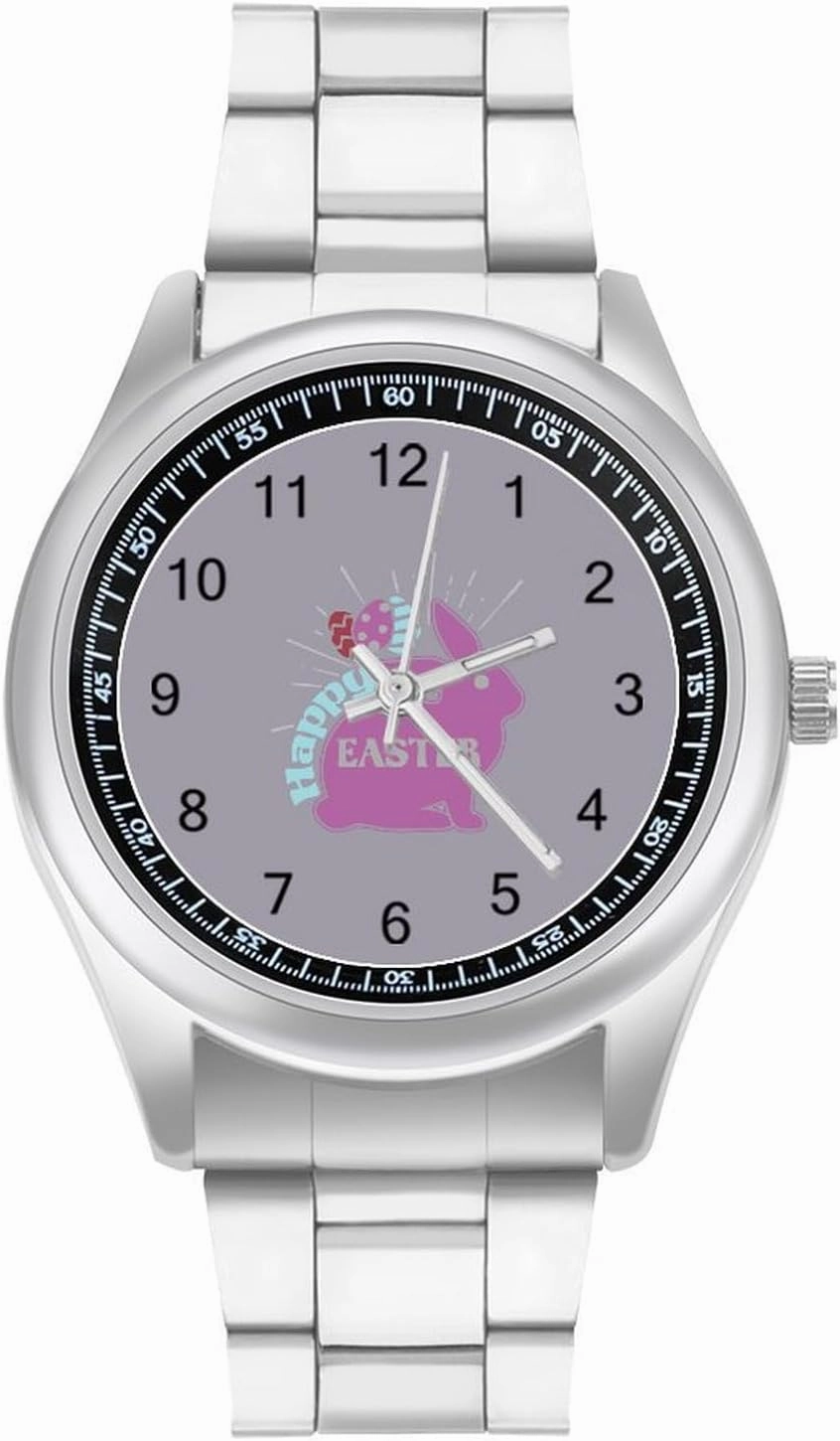 Happy Easter Rabbit Casual Wrist Watches for Men Classic Business Dress Watch Big Face for Work Gym, style