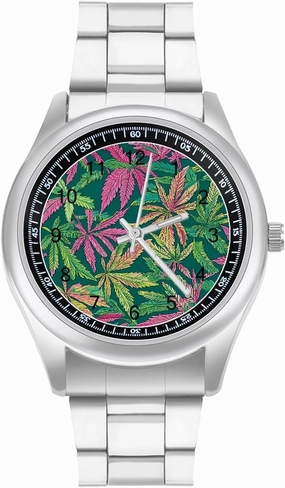 Hawaii Weed Leaves Casual Wrist Watches for Men Classic Business Dress Watch Big Face for Work Gym
