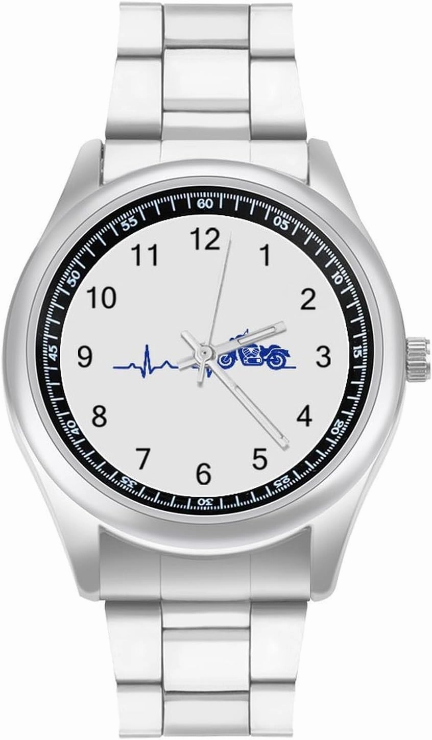 Heart Beat Motorbike Casual Wrist Watches for Men Classic Business Dress Watch Big Face for Work Gym, style