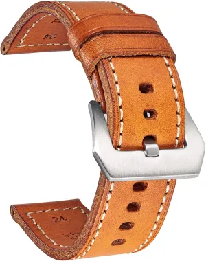 Hemsut Genuine Leather Watch Band, Retro Vintage 20 22 24 26mm Handmade Replacement Leather Watch Strap for Men and Women