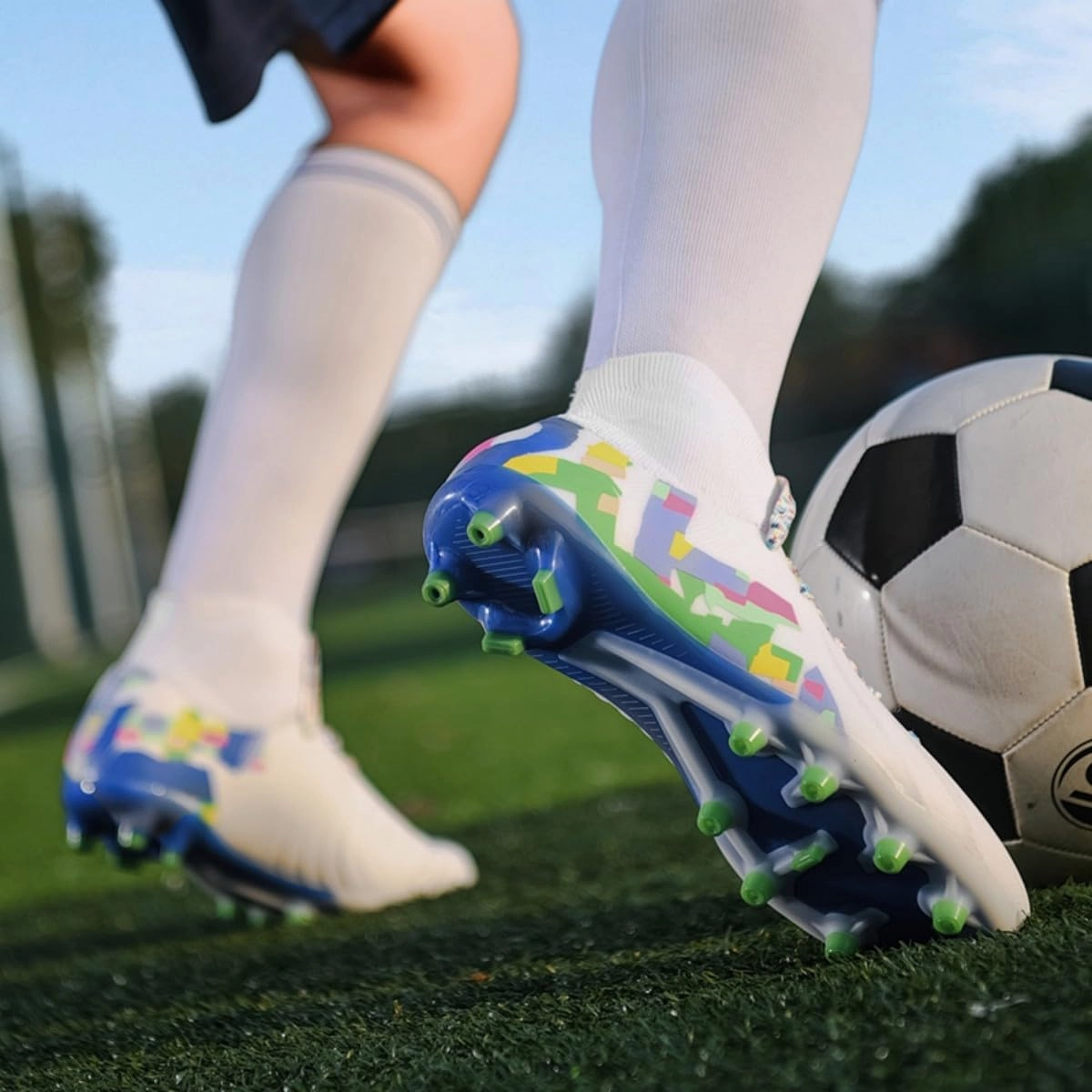 HESBITEUL Soccer Cleats Outdoor for Boys Training: High Top Football Cleats for Firm Ground