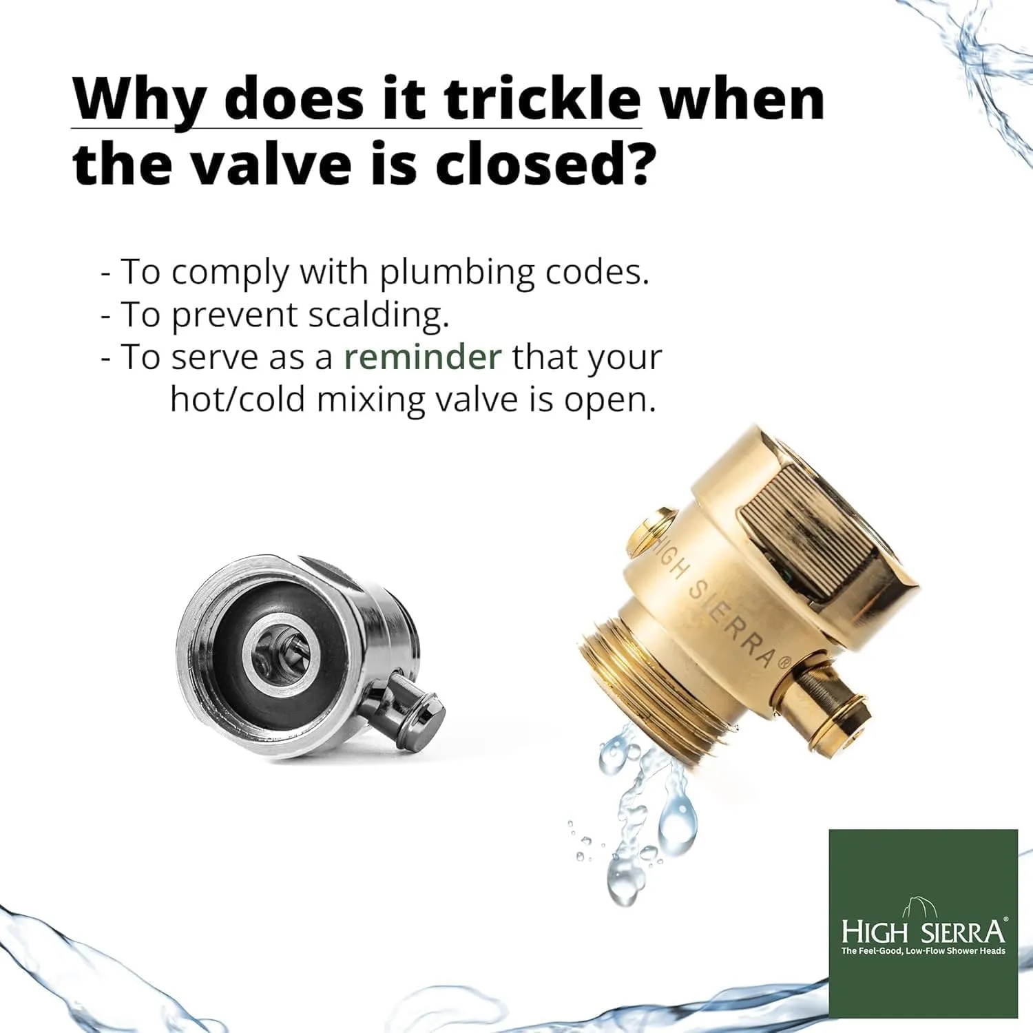 High Sierra Showerheads® - CLASSIC™ Solid Metal 1.8 GPM Award Winning, Low Flow Shower Head with Trickle Valve, Patented Nozzle Never Clogs - Polished Chrome Finish