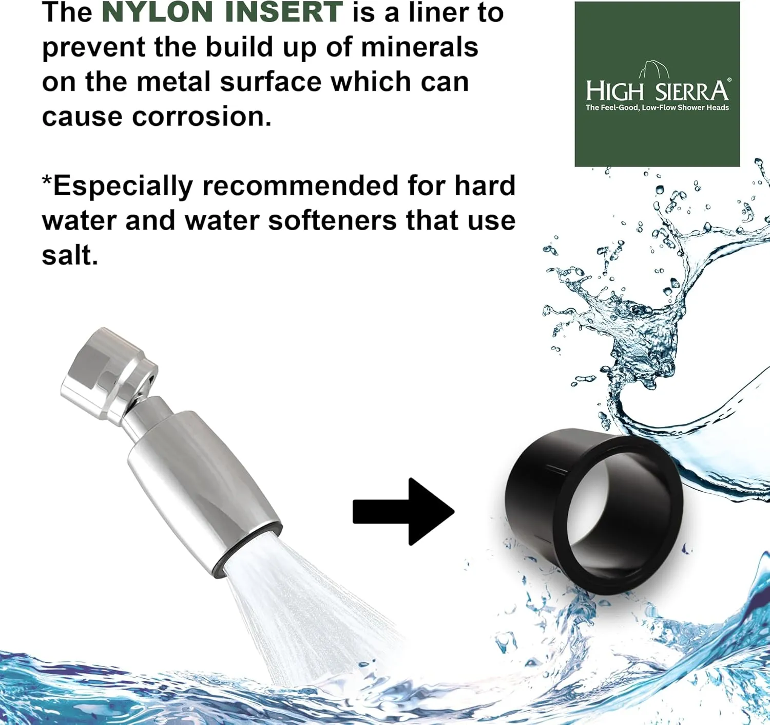 High Sierra Showerheads® - CLASSIC™ Solid Metal 1.8 GPM Award Winning, Low Flow Shower Head with Trickle Valve, Patented Nozzle Never Clogs - Polished Chrome Finish